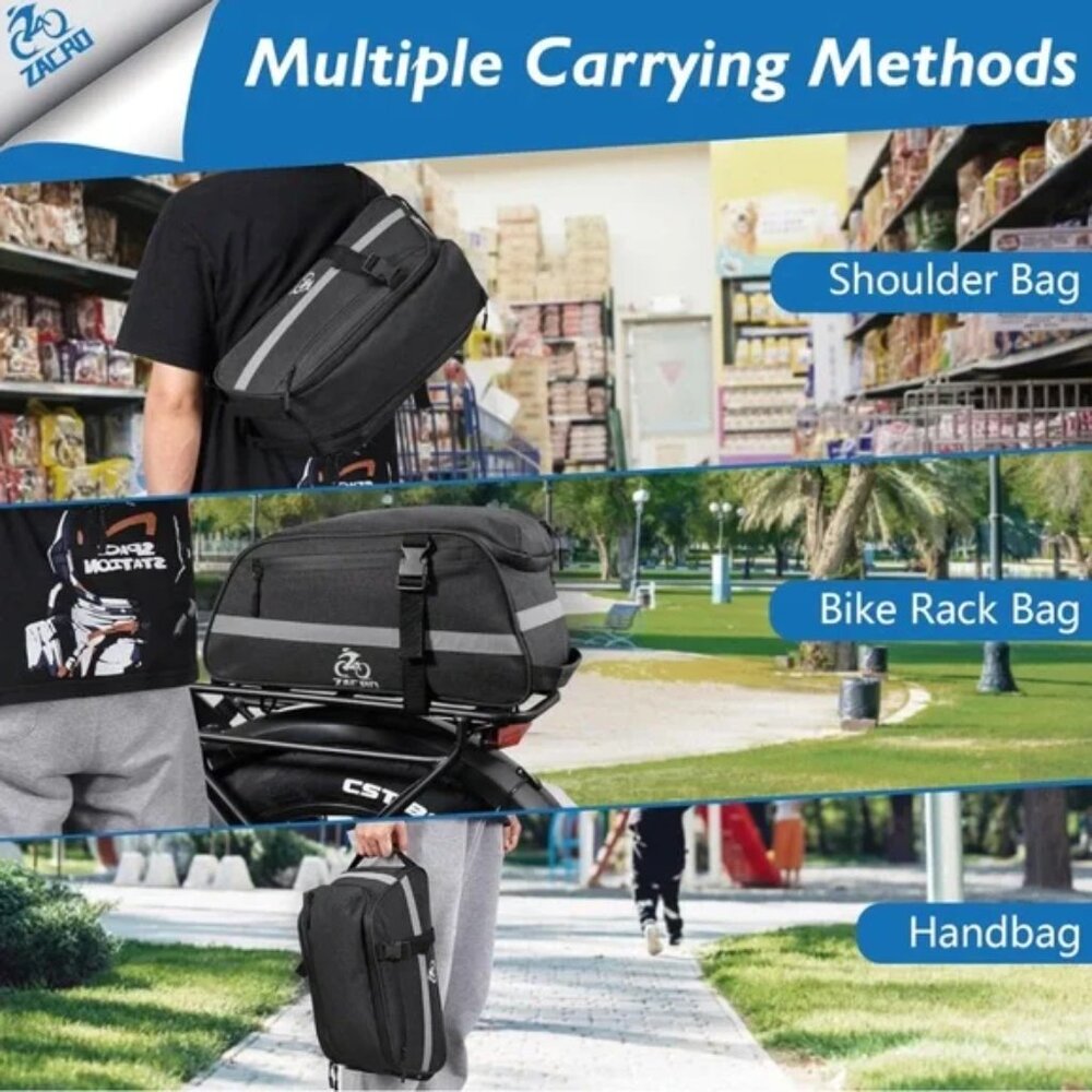NEW 🆕️ Bike Rack Bag. Waterproof/Convertible Cycling Rear Rack Pack ZACRO - Picture 3 of 9